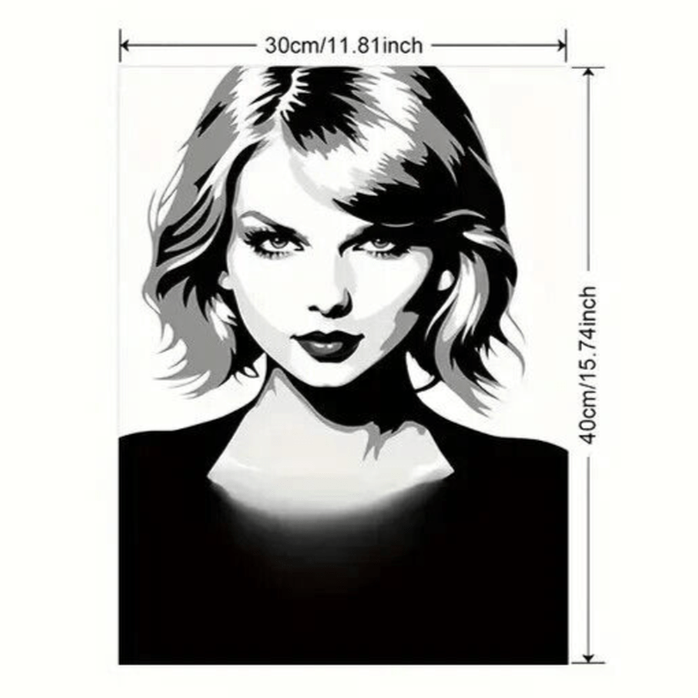 Taylor Swift Artistic Rendition Black & White Canvas Print 11.8" X 15.7" NEW! Style Your Walls